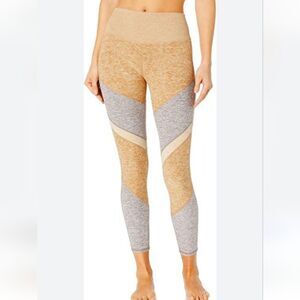 Alo yoga color block brown & grey crop leggings sz xs